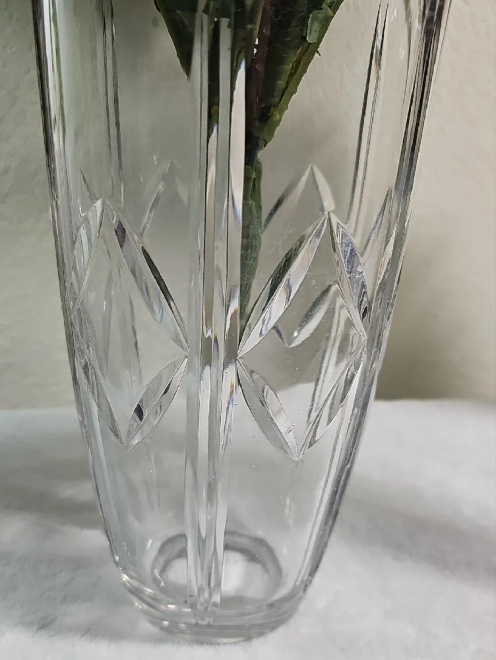 Vintage Crystal Cut Glass Vase Geometric Cuts Over 5 Pounds 11
